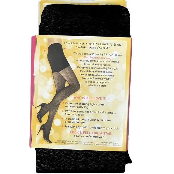 Star Power Spanx Center Stage Patterned Shaping Tights Nouveau Backdrop Black A - Picture 4 of 8
